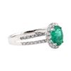 Image 2 : 1.21 ctw Emerald and Diamond Ring - 18KT White Gold