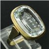 Image 2 : Antique 14kt Yellow Gold 8.57 ctw GIA Certified Oval Aquamarine Solitaire Ring