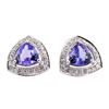 Image 1 : 1.79 ctw Tanzanite and Diamond Earrings - 14KT White Gold