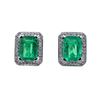 Image 1 : 3.38 ctw Emerald and Diamond Earrings - 14KT White Gold