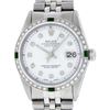 Image 1 : Rolex Mens Stainless Steel White Diamond & Emerald 36MM Datejust Wristwatch