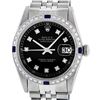 Image 1 : Rolex Mens Stainless Steel Black Diamond & Sapphire Datejust Wristwatch