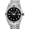 Image 2 : Rolex Mens Stainless Steel Black Diamond & Sapphire Datejust Wristwatch