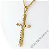 Image 4 : 18kt Yellow Gold 0.40 ctw Round and Baguette Diamond Cross Pendant Necklace