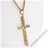 Image 5 : 18kt Yellow Gold 0.40 ctw Round and Baguette Diamond Cross Pendant Necklace