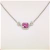 Image 2 : New 18kt White Gold 0.96 ctw GIA Pink Sapphire and Diamond Pendant Necklace
