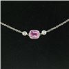 Image 5 : New 18kt White Gold 0.96 ctw GIA Pink Sapphire and Diamond Pendant Necklace