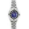 Image 2 : Rolex Ladies Stainless Steel Blue Vignette Diamond & Sapphire Datejust Wristwatc