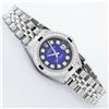 Image 3 : Rolex Ladies Stainless Steel Blue Vignette Diamond & Sapphire Datejust Wristwatc