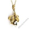 Image 6 : Antique Art Nouveau 14kt Yellow Gold Natural Pearl and Sapphire Tulip Pendant Ne