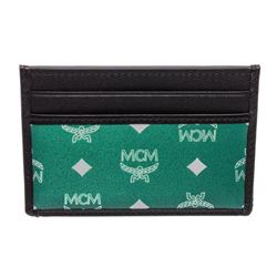 MCM Eden Green Reflective Nylon Leather Mini Card Case