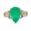 Image 1 : 4.67 ctw Emerald and Diamond Ring - 14KT Yellow Gold