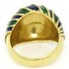Image 7 : Vintage 18kt Yellow Gold Striped Blue and Green Enamel Dome Ring