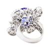 Image 3 : 15.49 ctw Tanzanite And Diamond Ring - 18KT White Gold