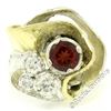 Image 3 : 18kt Yellow Gold and Sterling Silver 2.73 ctw Garnet and Diamond Cocktail Ring