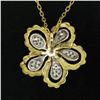Image 6 : 18k Yellow and White Gold 1.22 ctw Diamond Cluster Flower Pendant Necklace