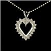 Image 2 : 14k White Gold 0.40 ctw Round Brilliant Diamond Open Heart Pendant 16" Bead Chai