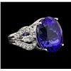 Image 1 : GIA Cert 18.52 ctw Tanzanite and Diamond Ring - 14KT White Gold