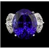 Image 2 : GIA Cert 18.52 ctw Tanzanite and Diamond Ring - 14KT White Gold