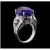 Image 4 : GIA Cert 18.52 ctw Tanzanite and Diamond Ring - 14KT White Gold