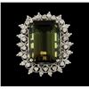 Image 2 : 15.32 ctw Green Tourmaline and Diamond Ring - 14KT White Gold