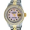 Image 2 : Rolex Ladies 2 Tone Yellow Gold Pink MOP Sapphire String Diamond Datejust Wristw