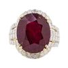 Image 2 : 18.60 ctw Ruby and Diamond Ring - 14KT Yellow Gold