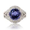 Image 1 : 4.18 ctw Tanzanite and 1.07 ctw Diamond 14K White Gold Ring