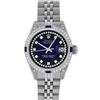 Image 2 : Rolex Ladies Stainless Steel Diamond Lugs MOP Blue Vignette Diamond Datejust Wri