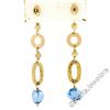 Image 5 : 14kt Yellow Gold Briolette Cut Blue Topaz Bead Long Textured Dangle Earrings