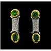 Image 1 : 1.34 ctw Tsavorite and Diamond Earrings - 18KT Yellow and White Gold