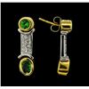 Image 2 : 1.34 ctw Tsavorite and Diamond Earrings - 18KT Yellow and White Gold