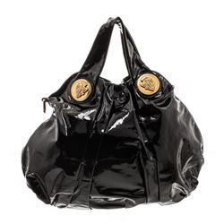 Gucci Black Patent Leather Large Hysteria Tote Bag