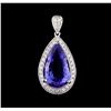 Image 1 : 9.17 ctw Tanzanite and Diamond Pendant - 18KT White Gold