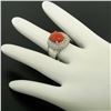 Image 8 : 14kt White Gold Oval Cabochon Red Coral Ring w/ 2.10 ctw Diamond Halo