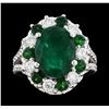 Image 2 : 5.92 ctw Emerald, Tsavorite and Diamond Ring - 14KT White Gold