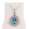 Image 1 : 5.17 ctw Aquamarine and 1.10 ctw Diamond 14K White Gold Pendant