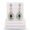 Image 1 : 2.25 ctw Emerald and 2.55 ctw Diamond 14K White Gold Earrings