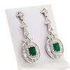 Image 2 : 2.25 ctw Emerald and 2.55 ctw Diamond 14K White Gold Earrings