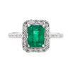 Image 2 : 1.90 ctw Emerald and Diamond Ring - Platinum