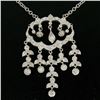 Image 1 : 14k Solid White Gold 1.50 ctw Round Brilliant Diamond Tassel Chandelier Necklace