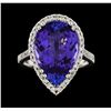 Image 2 : GIA Cert 8.25 ctw Tanzanite and Diamond Ring - 14KT White Gold