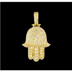 2.00 ctw Diamond Hamsa Pendant - 14KT Yellow Gold