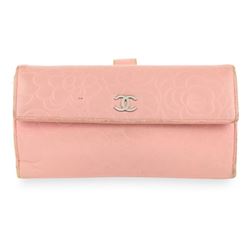 Chanel Pink Camellia Leather Wallet