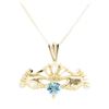 Image 2 : 0.25 ctw Blue Topaz Claddagh Pendant with Chain - 14KT Yellow Gold