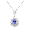 Image 2 : 5.07 ctw Tanzanite and Diamond Pendant With Chain - 14KT White Gold