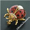 Image 1 : Vintage 18kt Yellow Gold Ruby Diamond Pearl and Enamel Ladybug Pin Brooch