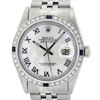 Image 1 : Rolex Mens Stainless Steel Silver MOP Roman 36MM Diamond & Sapphire Datejust Wri