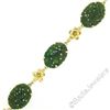 Image 4 : Vintage 14kt Yellow Gold Carved Oval Jade Bird and Etched Flower Link Bracelet