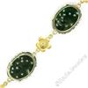 Image 5 : Vintage 14kt Yellow Gold Carved Oval Jade Bird and Etched Flower Link Bracelet